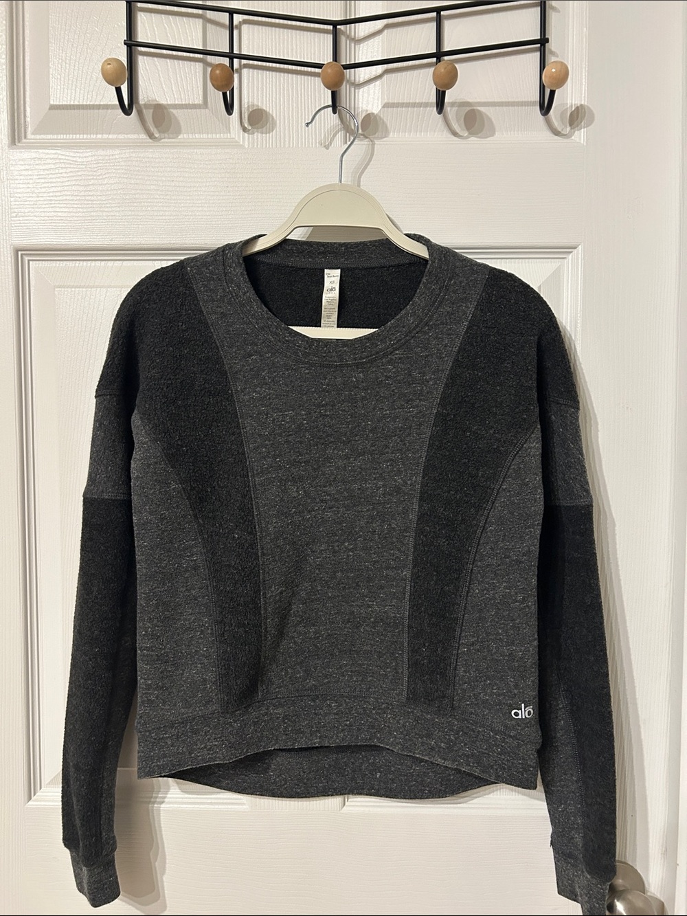 ALO Yoga Charcoal Two-Tone Crewneck Sweater